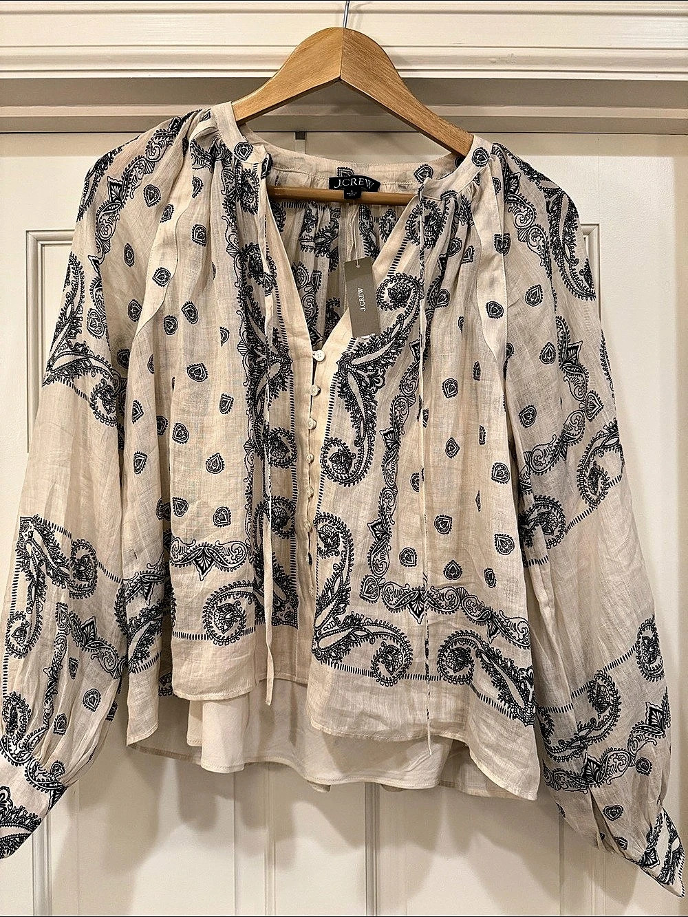 J.Crew Popover top in bandana-print ramie